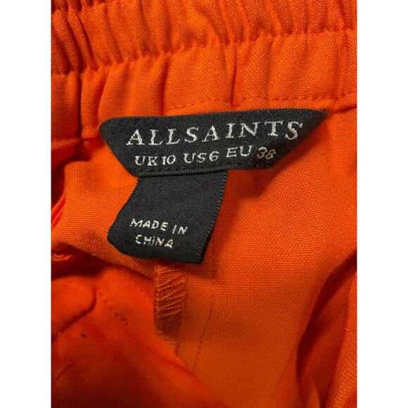 Allsaints 'Aleida' Orange Tri Short Size 6 - Picture 4 of 5